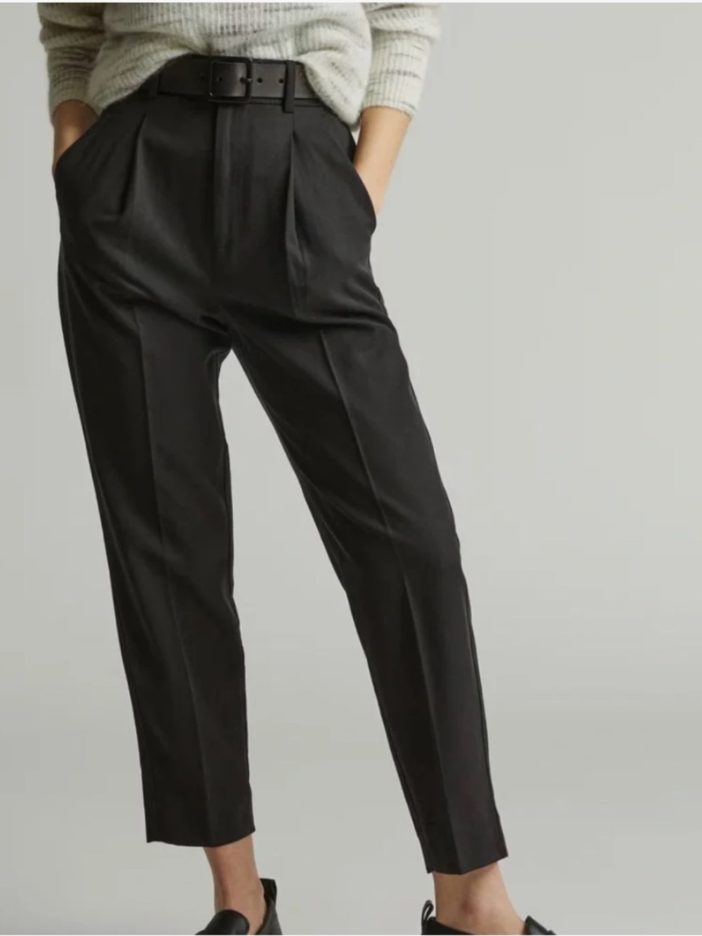 The Tencel Way-High Taper Pant in Black (dark gray) size 0